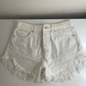 White High Waisted Jean Shorts